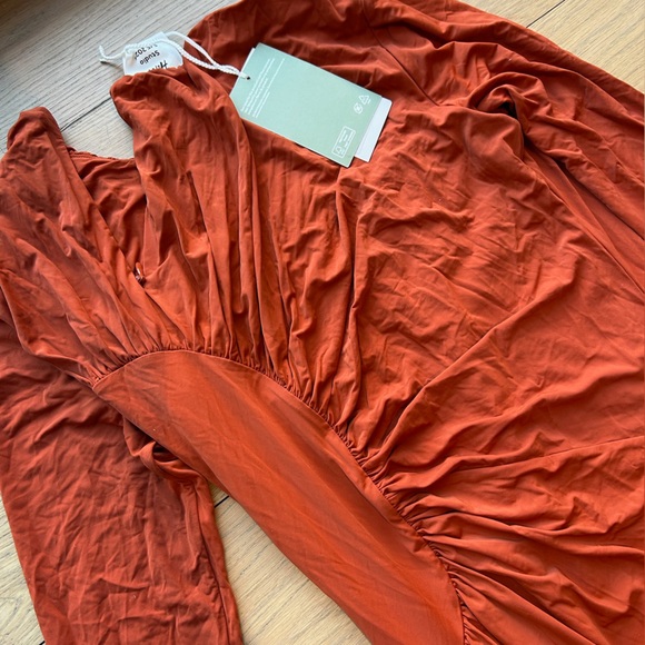 H&M Studio Collection Gathered Bodycon Dress (Burnt orange) - Picture 12 of 15